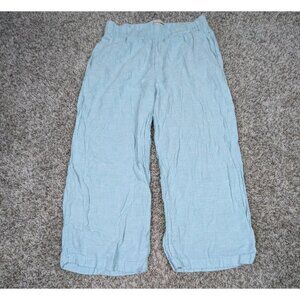 Cynthia Rowley Womens Linen Wide Leg Cropped Pants Large Pull On Beach Boho